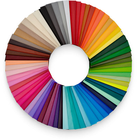 Satin Wrap Tissue: Color Tissue 480 sheets/ream. $39.95!  Scroll over color chart to enlarge color palet. MADE IN U.S.A.