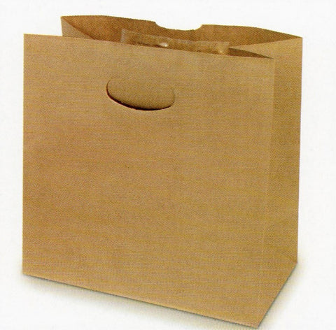 Bags Paper: Kraft Paper Shopping Bags. 11" x 6" x 11" Inexpensive Reinforced Die Cut Handle Bags.   Note: 250 Bags per Case!  23.8 cents ea.! MADE IN U.S.A.