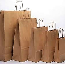 Bags Paper: Kraft Paper Shopping Bags.   Very Popular Recycled Natural Kraft Shopping Bags. Biodegradable & Recyclable.
